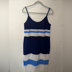 Flagpole NYC Summer Dress Beach Coverup Large Striped Blues Retails $140